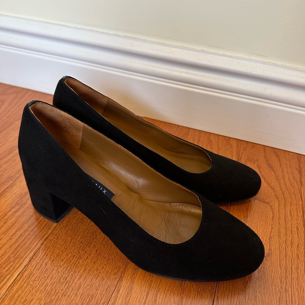 Margaux Black Suede Heels